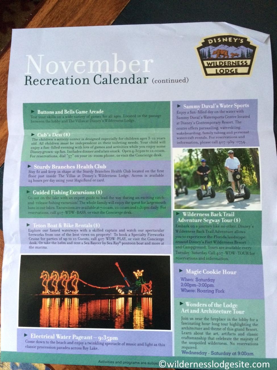 Wilderness Lodge Activity Sheet November 2014 p. 2