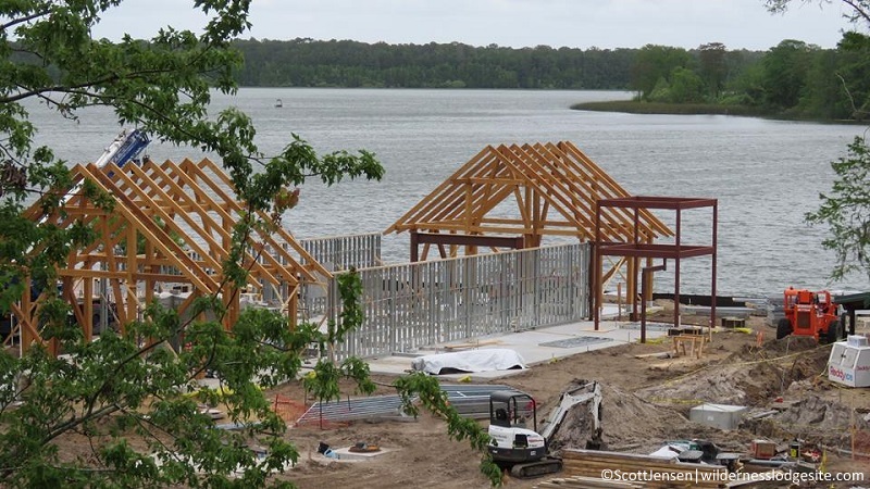 Close up of new building on beach
