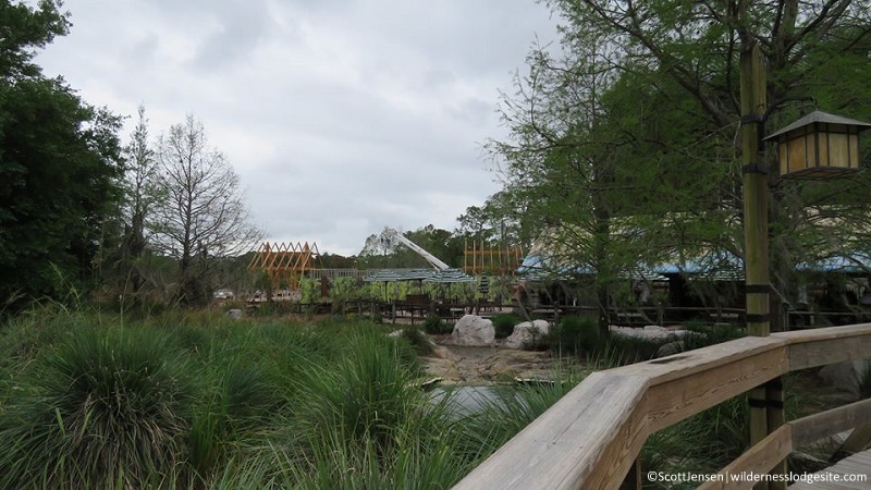 View of construction from walkway to dock